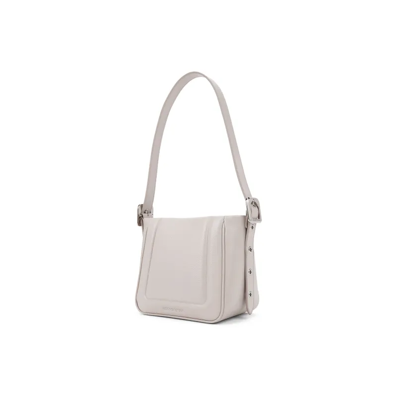 CHARLES&KEITH PU One Shoulder Crossbody Bucket Bag Medium Size Women's Noir Black/Oat/Silver-5
