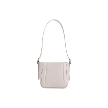 CHARLES&KEITH PU One Shoulder Crossbody Bucket Bag Medium Size Women's Noir Black/Oat/Silver