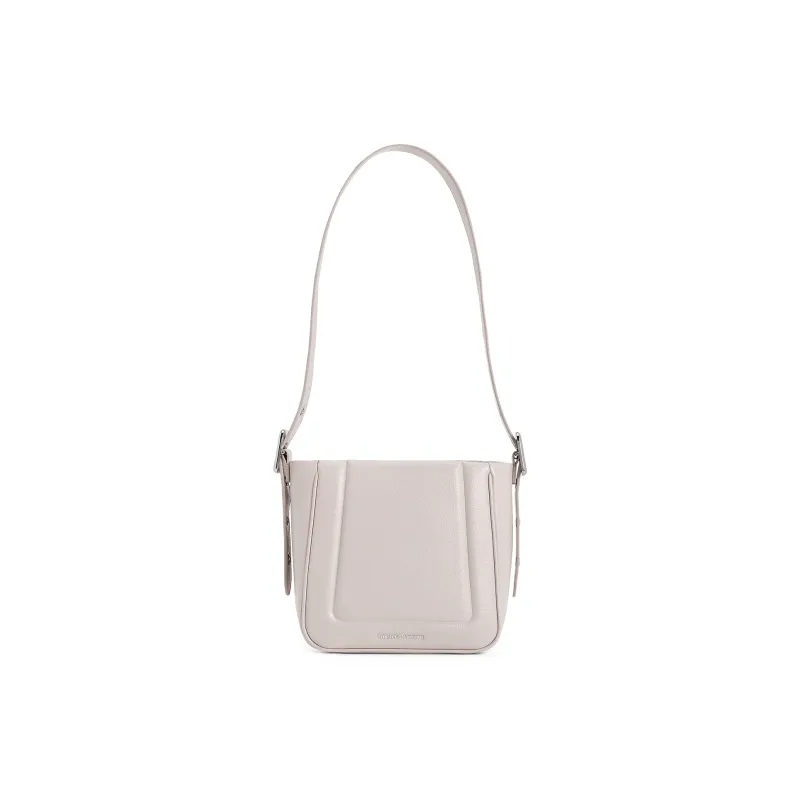 CHARLES&KEITH PU One Shoulder Crossbody Bucket Bag Medium Size Women's Noir Black/Oat/Silver-4