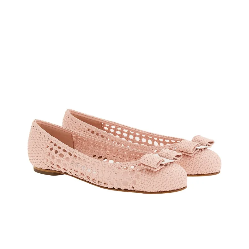 FERRAGAMO Vara-bow Woven Ballerina Shoes-2