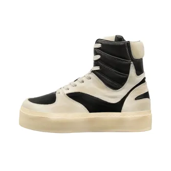 Invert Studio Height Increasing Coverage High-Top Sports Skateboard Shoes Unisex Black White Distressed Patchwork