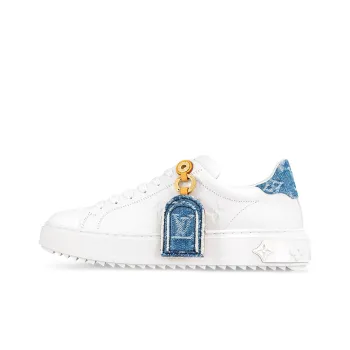 LOUIS VUITTON Time Out Low Top Skateboard Shoes Women's White Blue