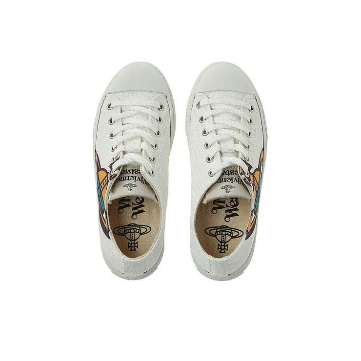 Vivienne Westwood Low Top Skateboard Shoes Women's White-3