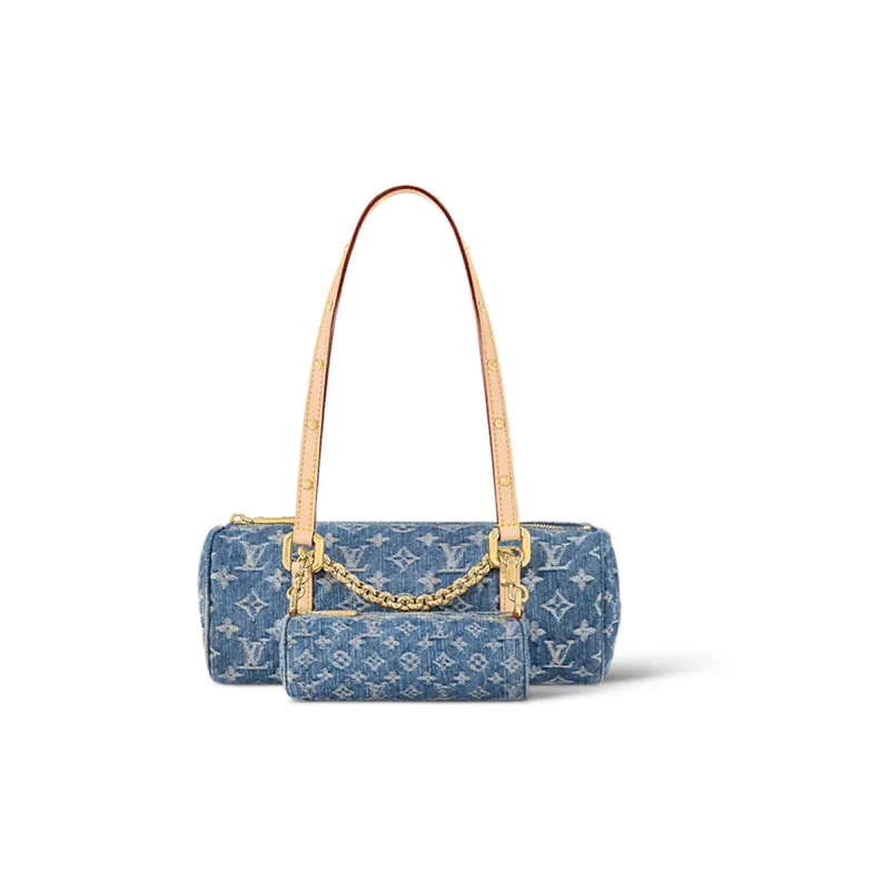 LOUIS VUITTON Papillon Bag Monogram Denim Blue-0