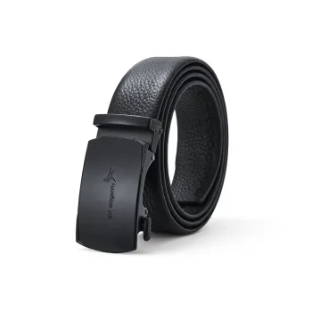 RED DRAGONFLY Casual Luxe Automatic Buckle Top Grain Cow Leather Belts Men's Black Width 3.5CM