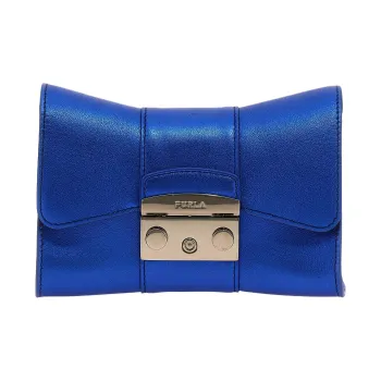 Furla Metropolis Collection Leather Shoulder Bag Crossbody Bag Mini Women's Blue
