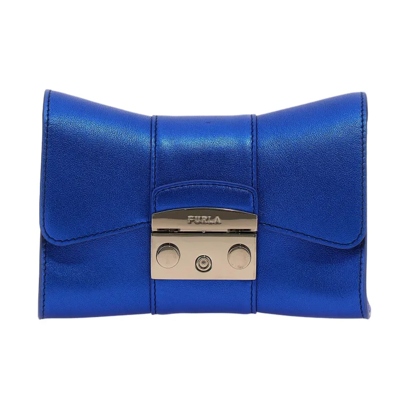 Furla Metropolis Collection Leather Shoulder Bag Crossbody Bag Mini Women's Blue-0