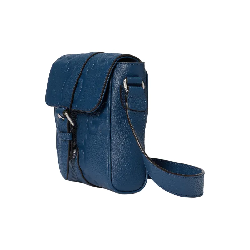 GUCCI Leather Messenger Bag, Shoulder Bag, Crossbody Bag Trumpets Men's Blue-1