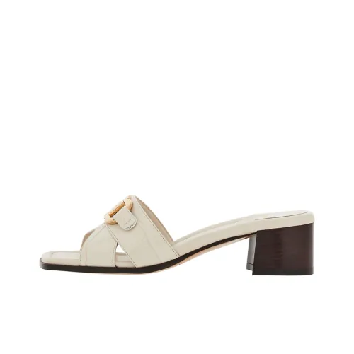 FERRAGAMO GANCINI Slide Slippers 4cm Women's White