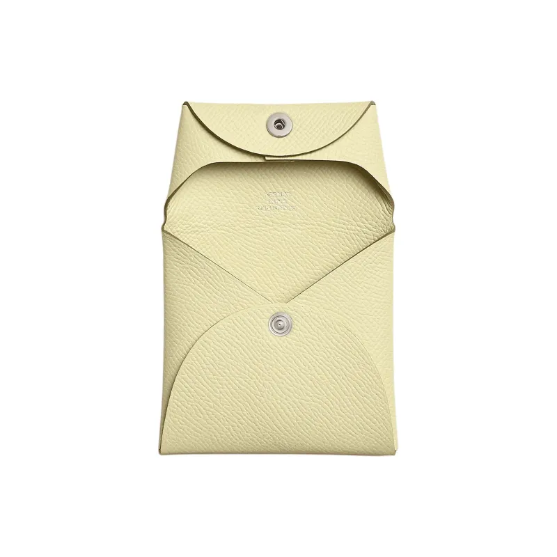 HERMES Bastia Epsom Calfskin Coin Purse Wallet Women's Milton Yellow-5