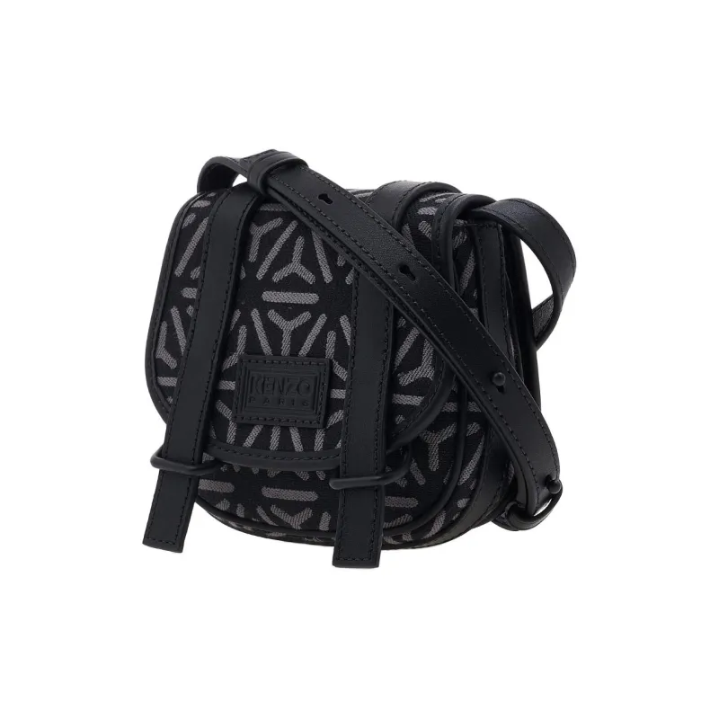 KENZO Polyester With Cow Leather Shoulder Bag Crossbody Bag Men's Black-1