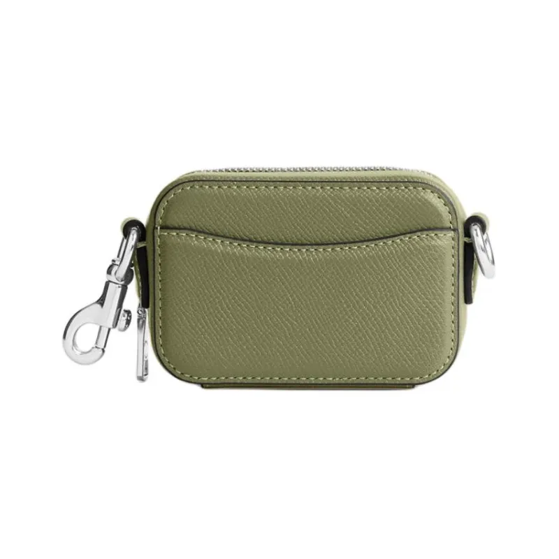 COACH Cross Grain Leather Camera Bag, Shoulder Bag, Crossbody Bag Mini Men's Olive Green-2