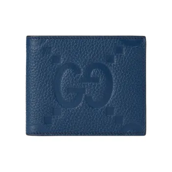 GUCCI Leather Wallet Large Size Men's Blue