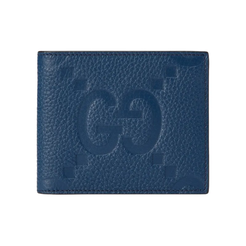 GUCCI Leather Wallet Large Size Men's Blue-0