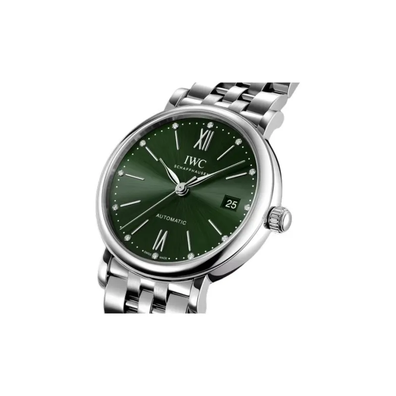 IWC Portofino Automatic Mechanical Movement Women's Watch 37mm Green Dial Stainless Steel Watch Case-2