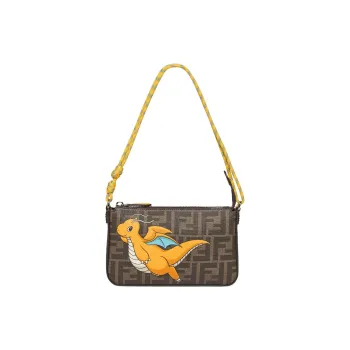 FENDI Pokémon X FRGMT Fujio Collaboration Baguette Cow Leather Handbag Shoulder Bag Women's Brown