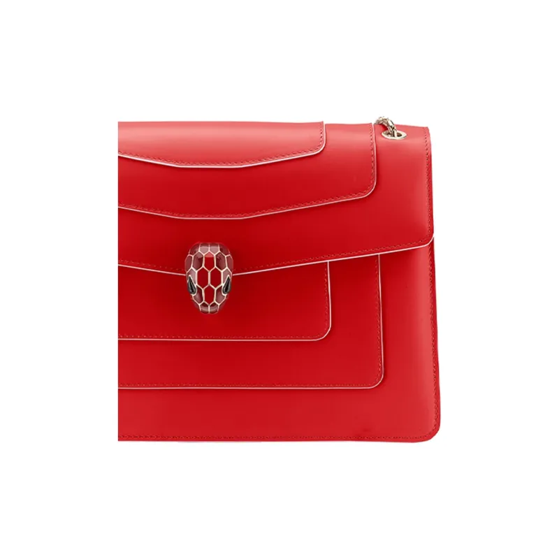 BVLGARI Serpenti Forever Calfskin Shoulder Bag Women's Rouge Jade-4