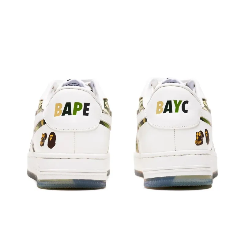 A BATHING APE Low Top Skateboard Shoes Women's White-4