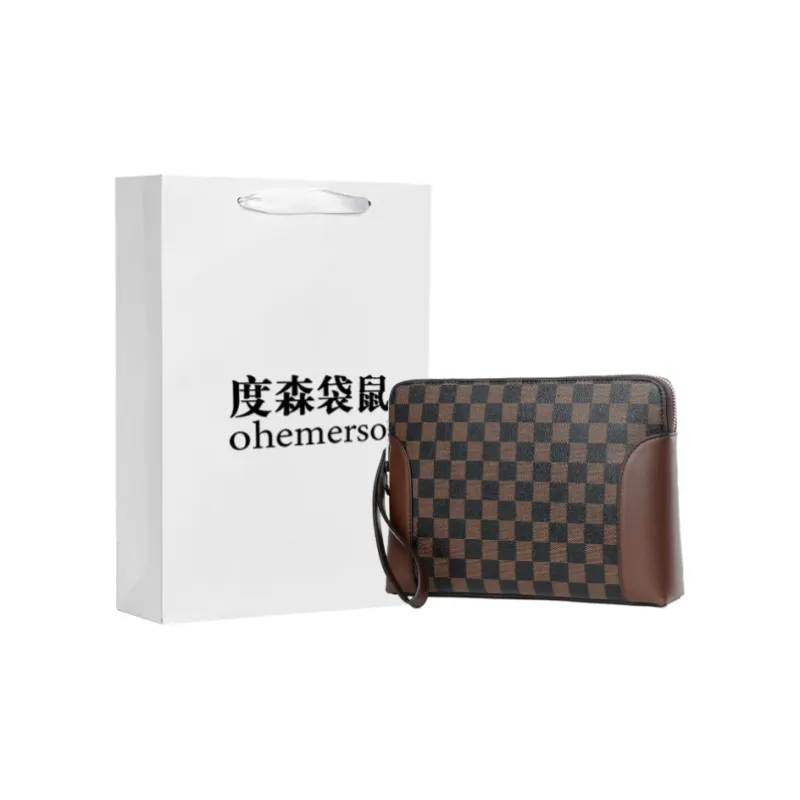 Dusen Kangaroo PVC Clutch Bag Regular Unisex Black/Brown-2