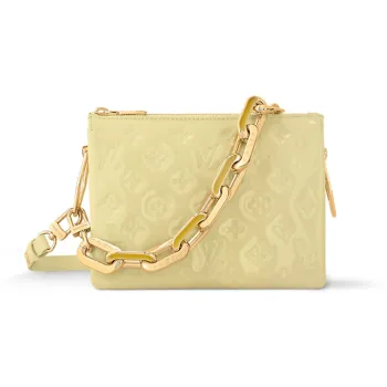 LOUIS VUITTON Coussin Leather Shoulder Bag, Crossbody Bag Trumpets Women's Light Yellow