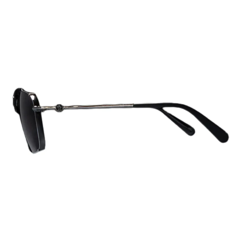 Moncler Galvanized Metal, Galvanized Machined Metal Aviator Sunglasses Men's Silver-1