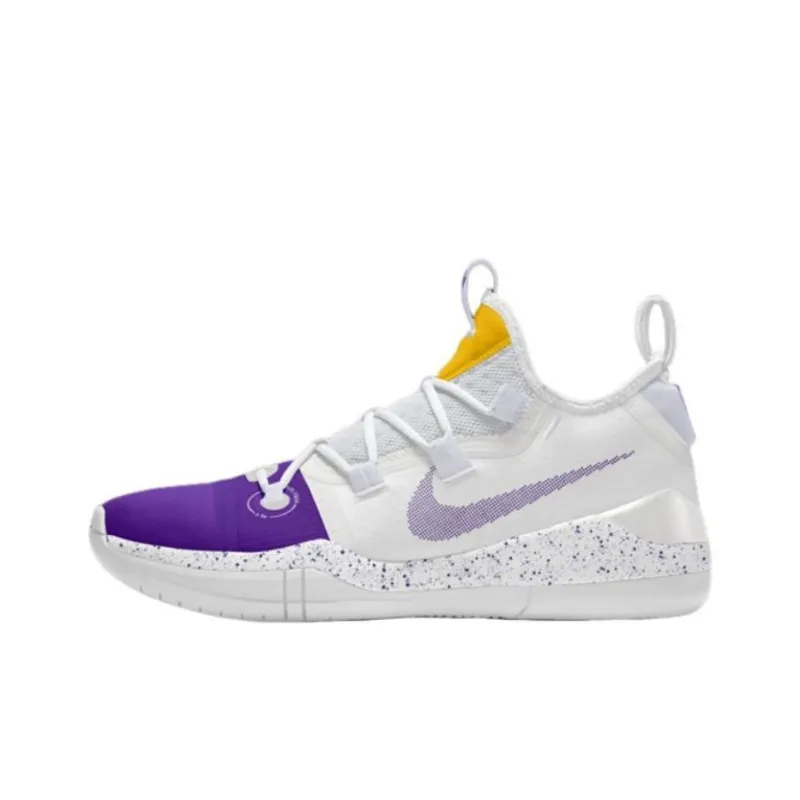 Nike Kobe AD Anti Slip Wear Resistant Low Top Basketball Shoes Men's White Purple-0