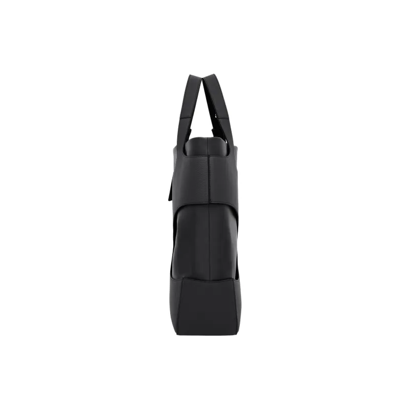 FERRAGAMO Cow Leather Patchwork With Fabric Tote Bag Shopping Bag Handbag Men's Black-1