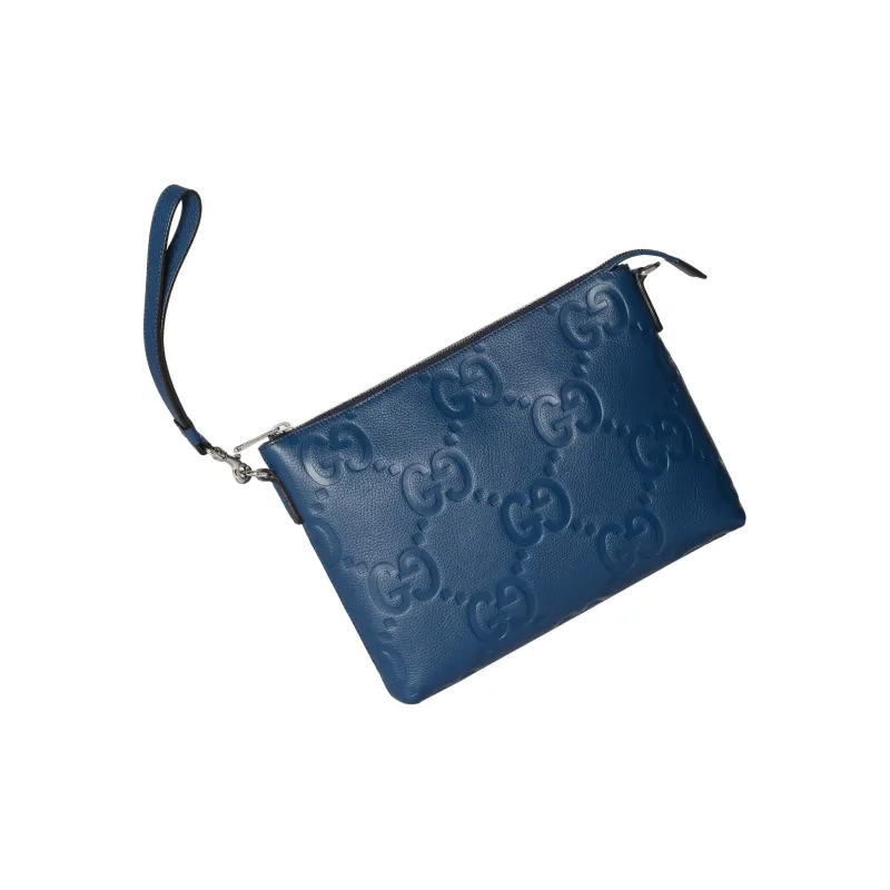 GUCCI Leather Messenger Bag Clutches Medium Size Men's Blue-2