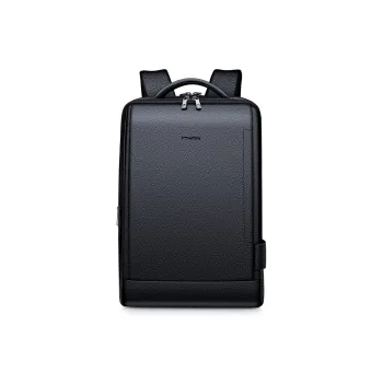 WilliamPOLO Cow Leather Backpack Medium Size Unisex Black