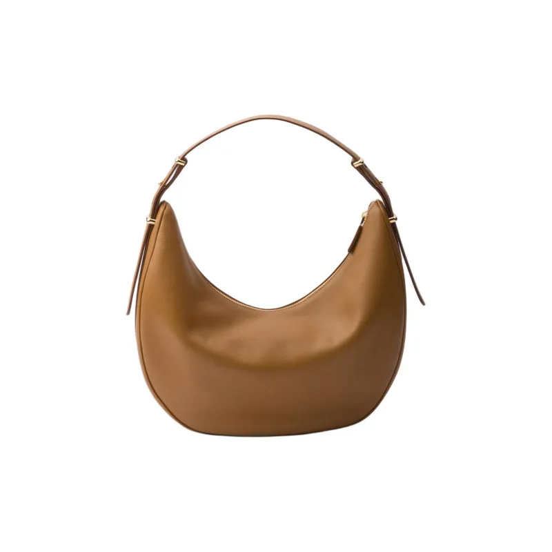 PRADA Leather Handbag, Shoulder Bag Tubas Women's Caramel-2