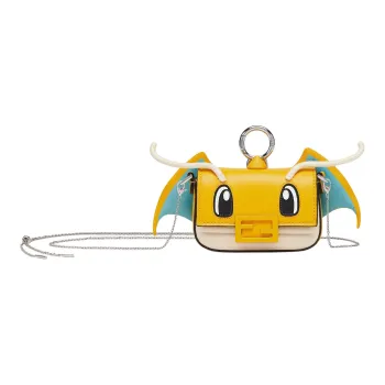 FENDI Pokémon X FRGMT Fujio Collaboration Baguette Lambskin Pendant Bag Accessories Women's Yellow