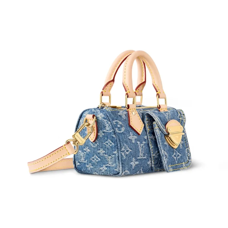 LOUIS VUITTON Nano Speedy Monogram Denim Blue-1