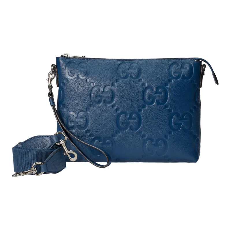 GUCCI Leather Messenger Bag Clutches Medium Size Men's Blue-1