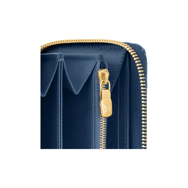 LOUIS VUITTON Zippy Wallet Monogram Blue Denim-4
