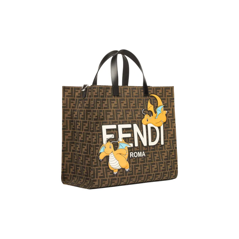 FENDI Pokémon X FRGMT Collaboration Cow Leather Tote Bag Shopping Bag Handbag Women's Yellow-1