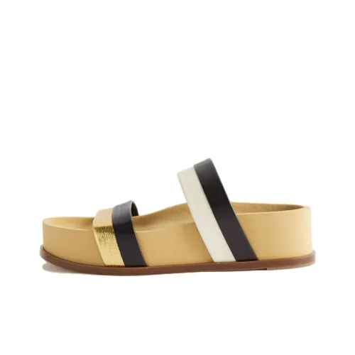 GABRIELA HEARST Slide Slippers Women's Black/Gold White