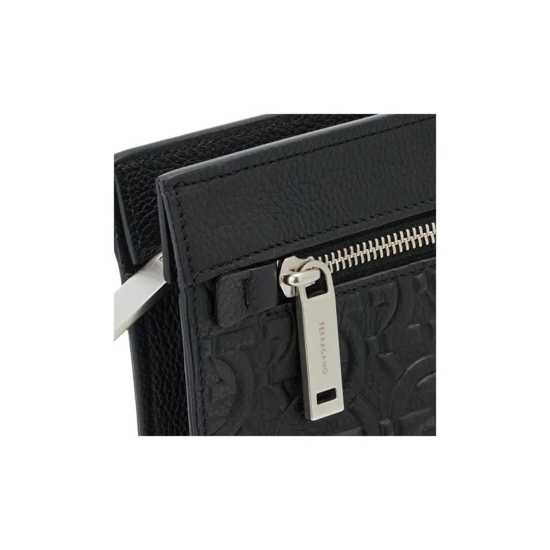 FERRAGAMO GANCINI Cow Leather Clutch Men's Black-2