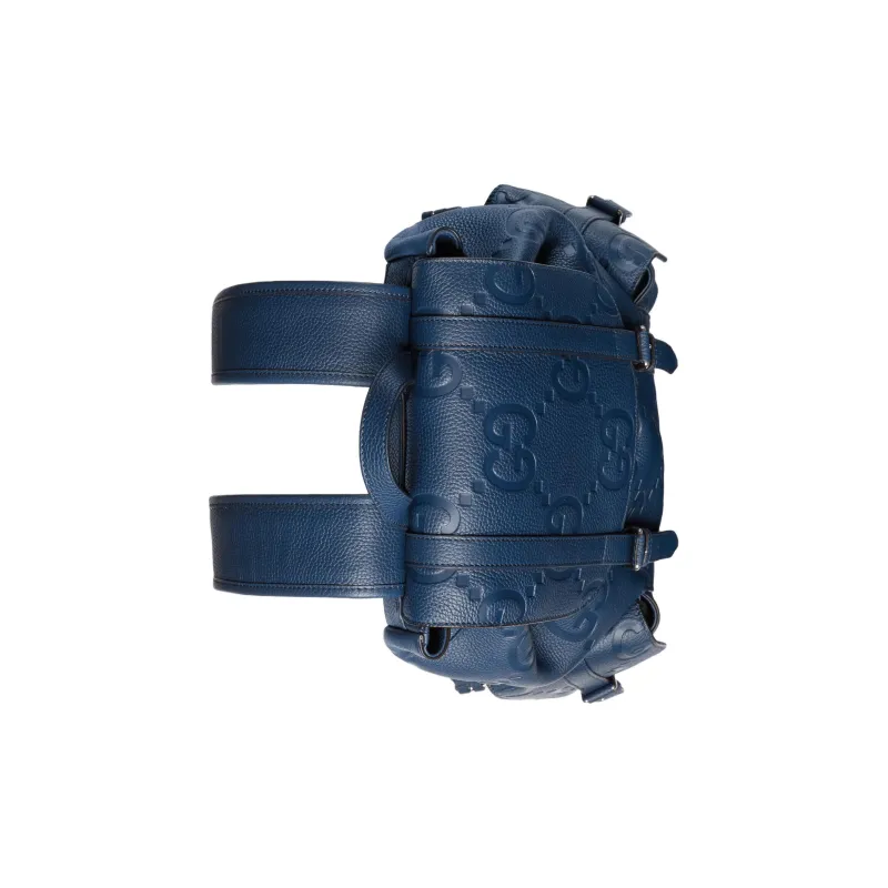 GUCCI Leather Backpack Large Size Men's Blue-5