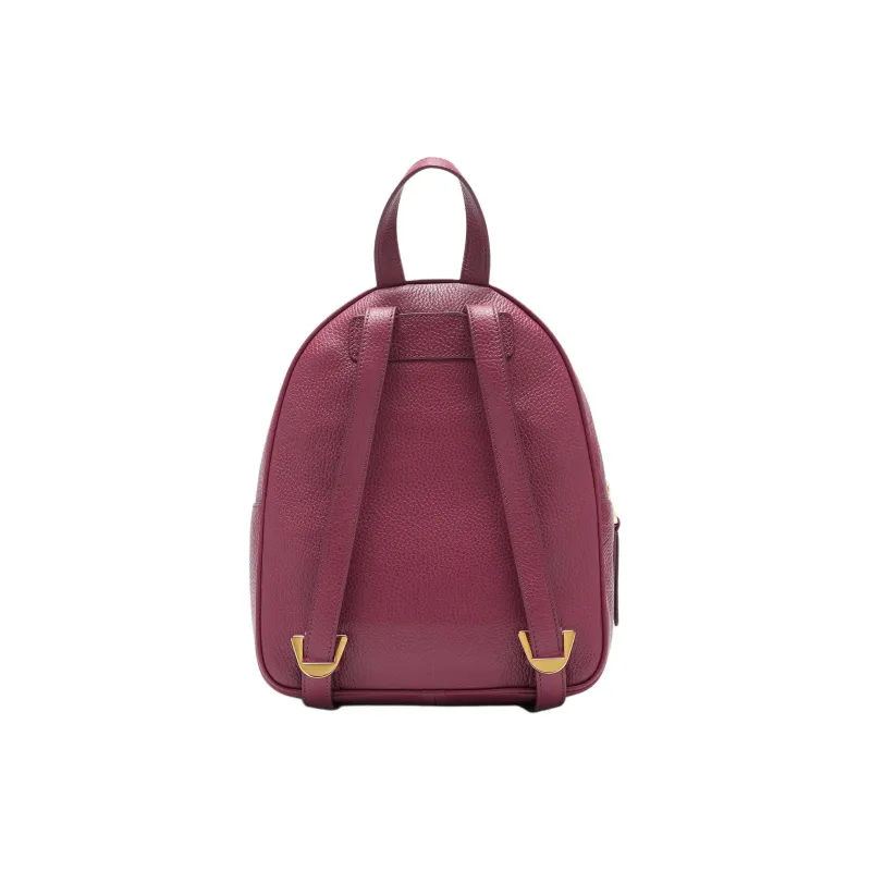 COCCINELLE Grained Leather Backpack Medium Size Women's Garnet Red-2