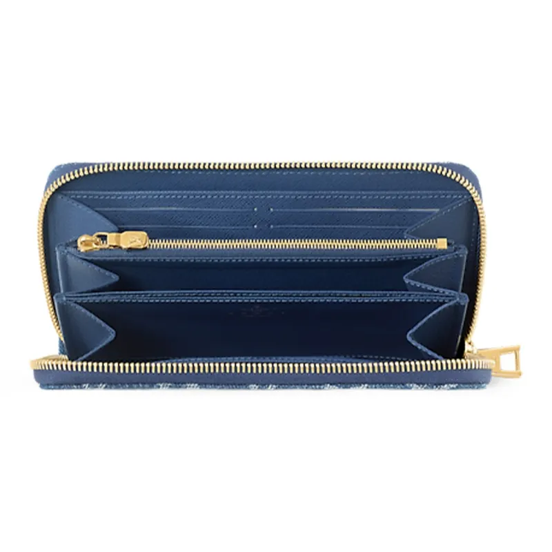 LOUIS VUITTON Zippy Wallet Monogram Blue Denim-3