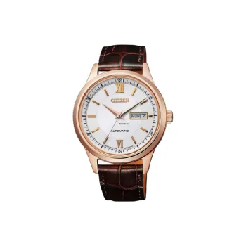 CITIZEN Automatic Mechanical Movement Cowhide Strap Watch Men's Watch White Dial