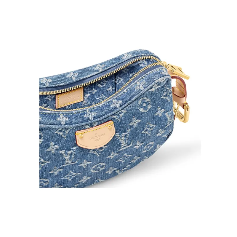 LOUIS VUITTON Croissant Mm Monogram Denim Blue-4