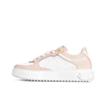 LOUIS VUITTON Time Out Low Top Skateboard Shoes Women's White Pink