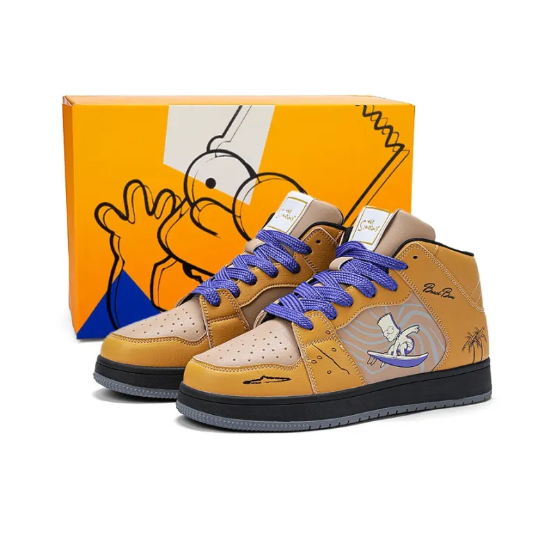 The Simpsons Slip-Resistant Cushioning Wear-Resistant Breathable High-Top Skateboard Shoes-13