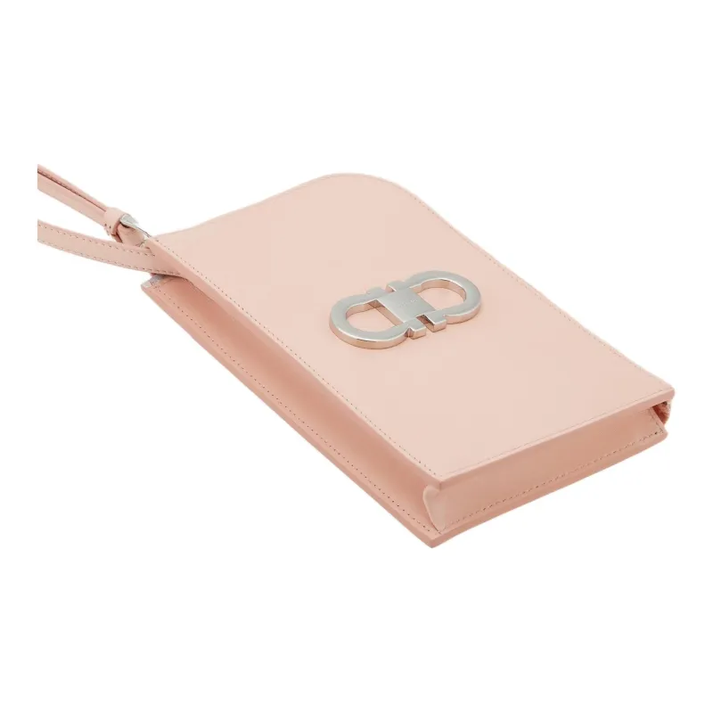 FERRAGAMO GANCINI Cow Leather Cell Phone Pouch, Shoulder Bag, Crossbody Bag, Wallet Women's Light Pink Red-3