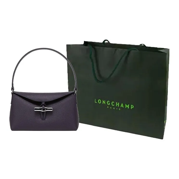 LONGCHAMP Roseau Grain Cow Leather Handbag Shoulder Bag Women's Purple-9