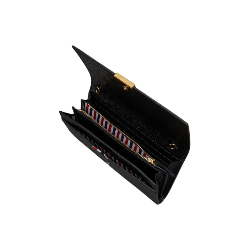 THOM BROWNE Logo Plaque Foldover Top Clutch Bag-2