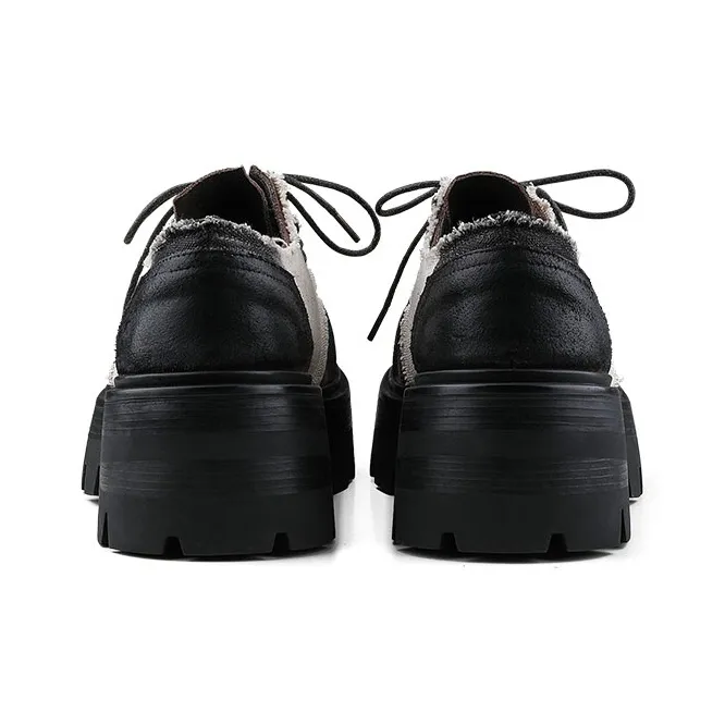 HANQIAORIJI Heavy Industry Series Casual Derby Shoes Men's Black Brown-7