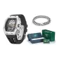 J9044J1 Silver Case White Dial-Black Rubber Band[Bracelet+Shadow Box]