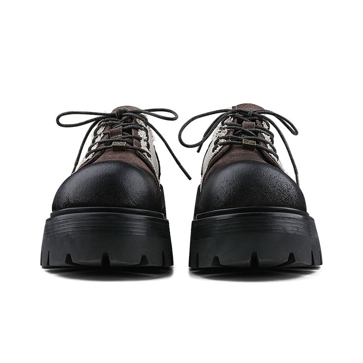 国内で当店のみ Hanqiaoriji - Thick Sole Derby Leather Shoes HANQIAORIJI Heavy Industry Series Casual Derby Shoes Men's